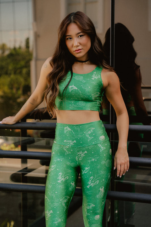 SHINY CORAL GARDEN CROPPED TOP