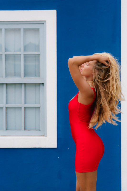 CHIC RED LYCRA OVERALL