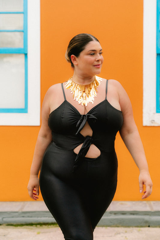 BLACK SHINY OVERALL