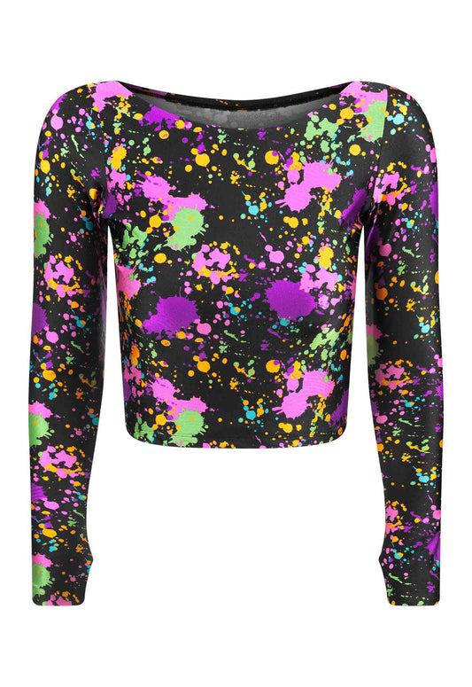 NEON VIBES LONG SLEEVE FINGERBOARD CROPPED TOP