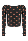 TOP CROPPED MANGA LARGA DEDINHO NEGRO ESTRELLAS BRONCE