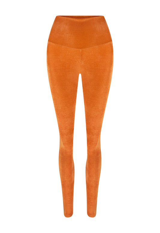 COGNAC VELVET LEGGINGS