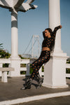 TOP CROPPED MANGA LARGA DEDINHO NEGRO ESTRELLAS BRONCE