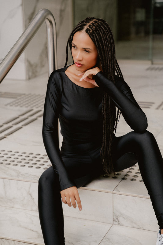 SHINY BLACK LEGGINGS