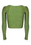 TOP CROPPED MANGA LONGA DEDINHO SHINY LEOPARD GOLD